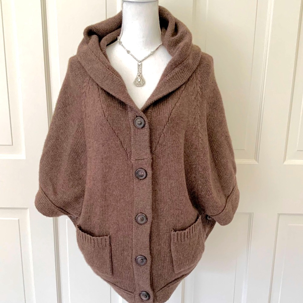 Mason brown cashmere blend cape cardigan sweater S